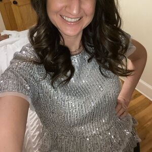 Pink Lily Silver Sequin Blouse